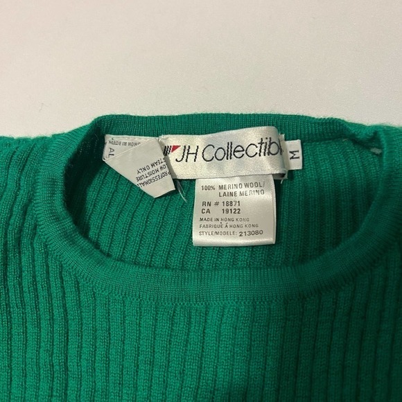 VINTAGE JH Collection Green Pure Wool Sweater M - Picture 2 of 6